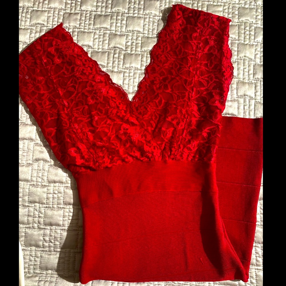 Bebe Bodycon with Lace top Dress